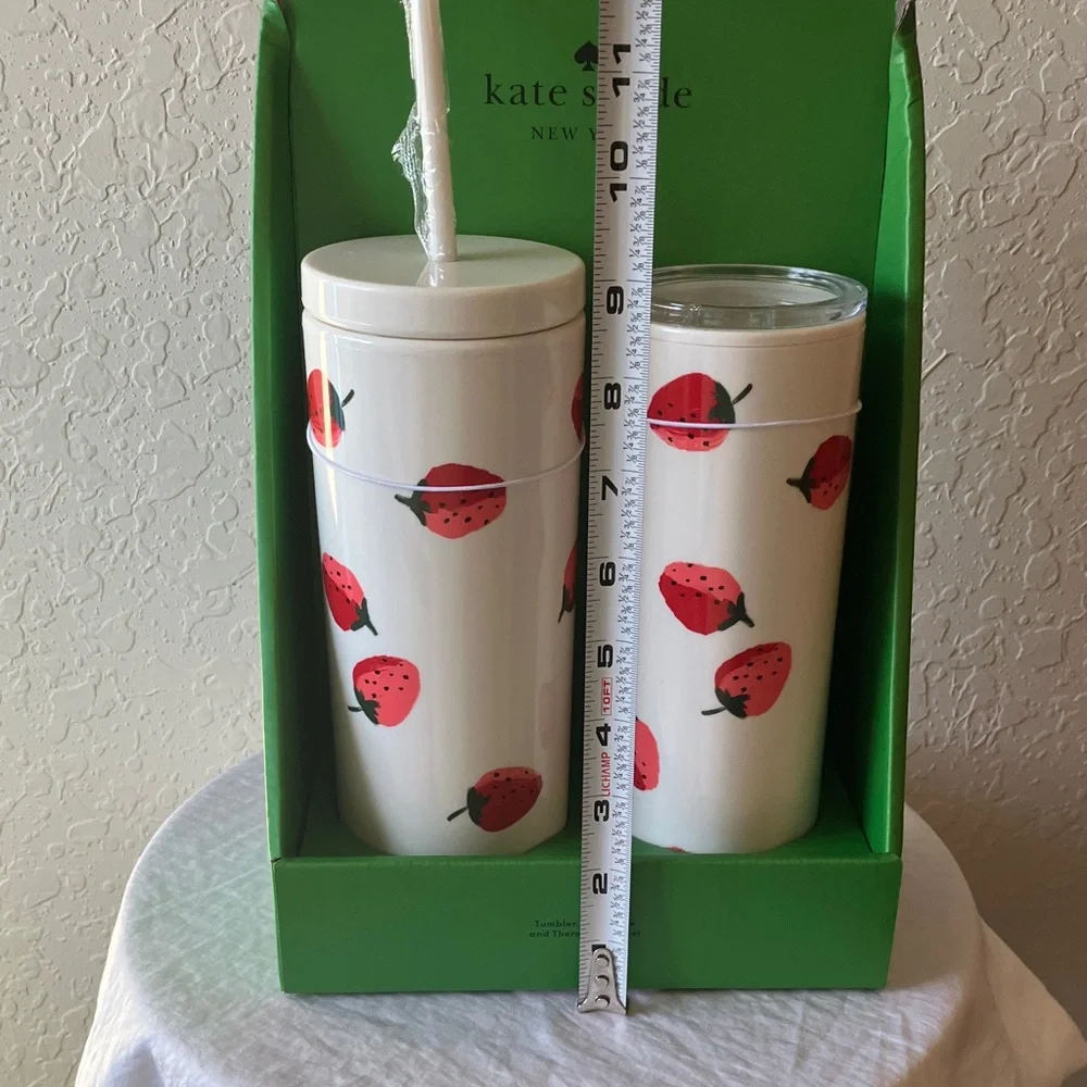 Kate Spade: NIB Strawberry Print Tumbler Duo- set of 2